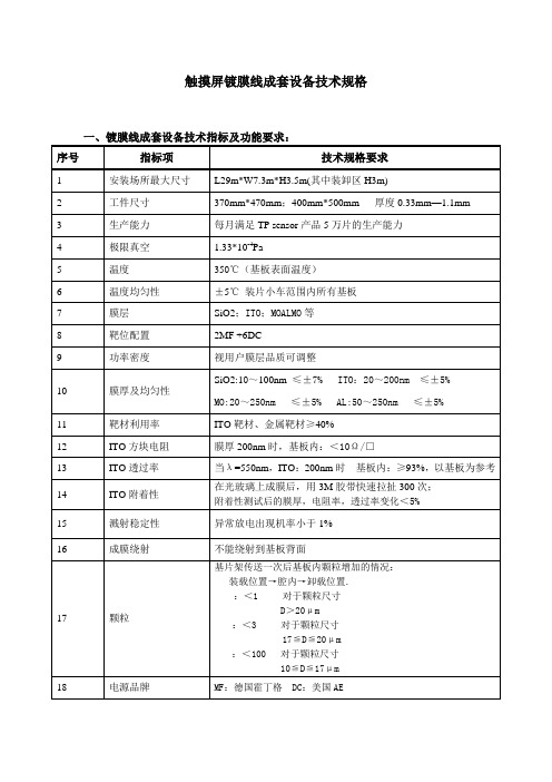 TP(电容式)镀膜技术要求