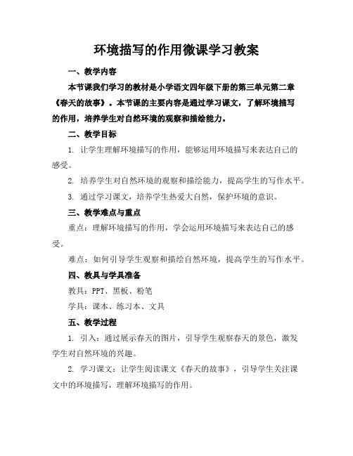 环境描写的作用微课学习教案