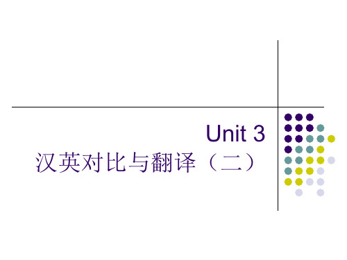 Unit 3 汉英对比与翻译(二)