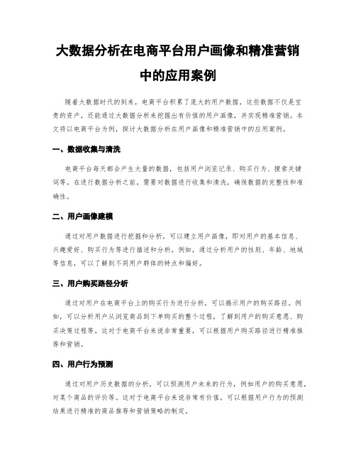 大数据分析在电商平台用户画像和精准营销中的应用案例