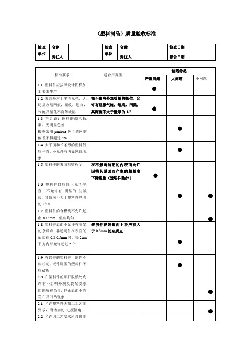 (塑料制品)质量验收标准