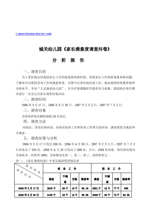 某幼儿园家长满意度调查问卷分析报告