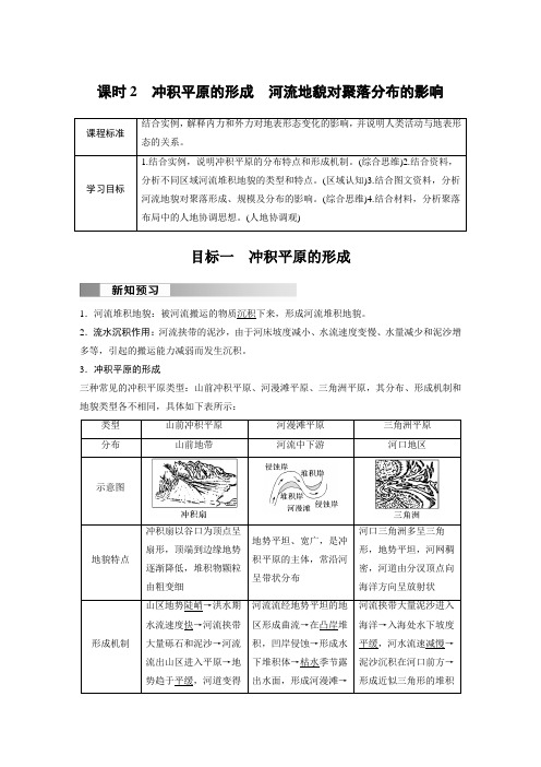 高中地理选择性必修一 试卷第二章 第三节 课时2 冲积平原的形成 河流地貌对聚落分布的影响