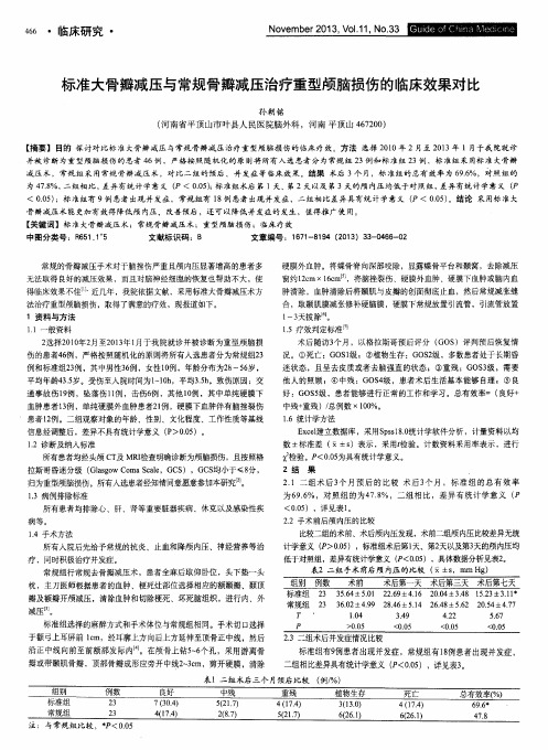 标准大骨瓣减压与常规骨瓣减压治疗重型颅脑损伤的临床效果对比