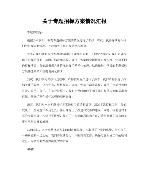 关于专题招标方案情况汇报