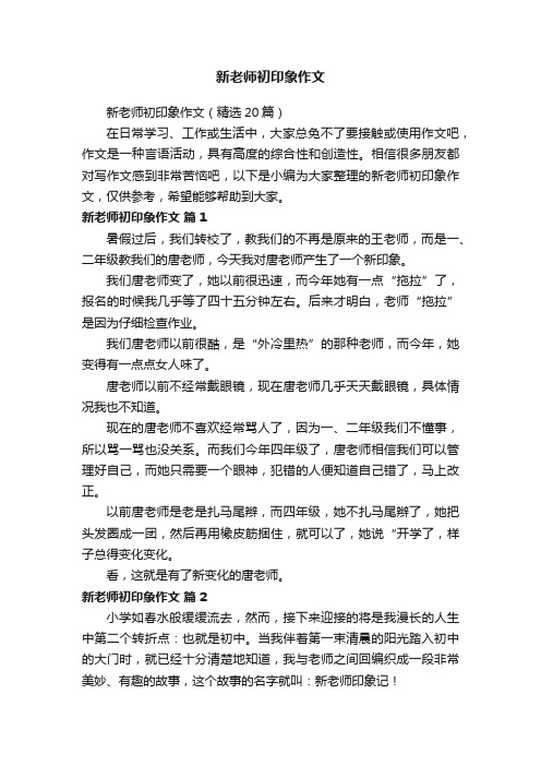 新老师初印象作文（精选20篇）