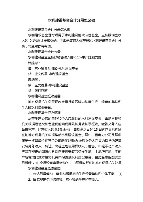 水利建设基金会计分录怎么做