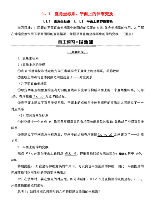 2020学年高中数学第1章坐标系1.1直角坐标系平面上的伸缩变换讲义新人教B版选修4-4(最新整理)