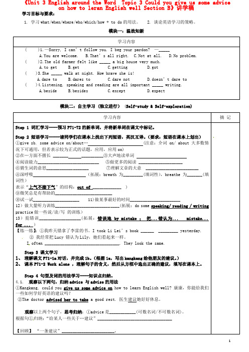 广东省河源市中英文实验学校九年级英语上册《Unit 3 English around the Wor