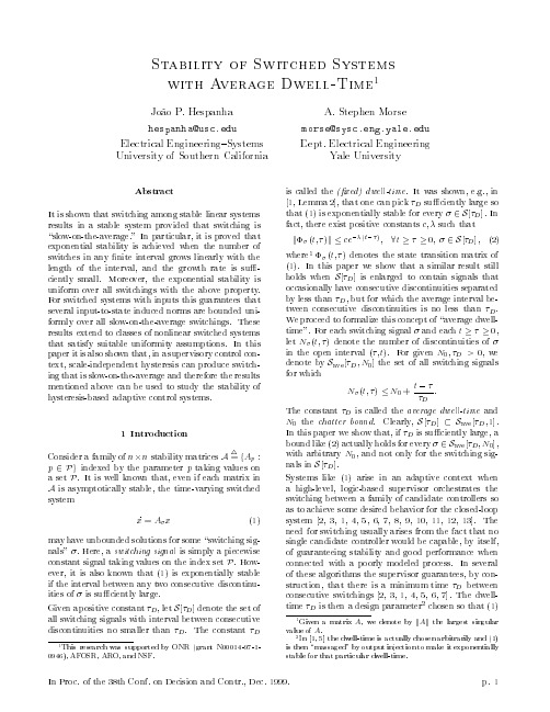 Stability of switched systems with average dwell-time