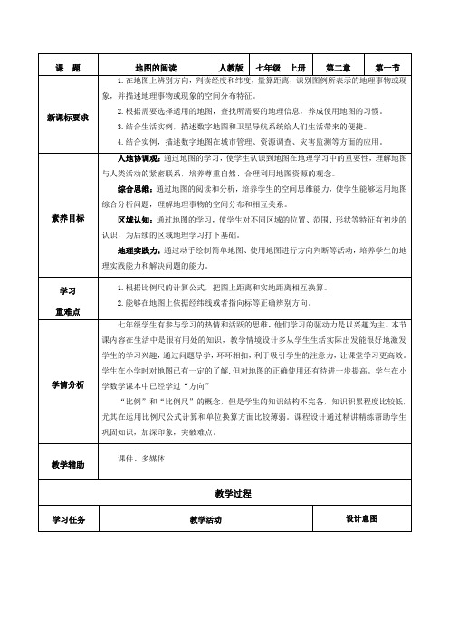 2.1 地图的阅读(教学设计)-七年级地理上册同步高效课堂(人教版2024)