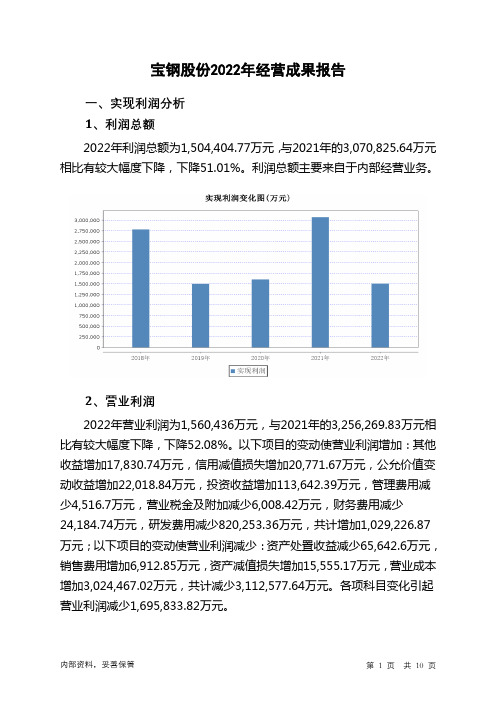 600019宝钢股份2022年经营成果报告