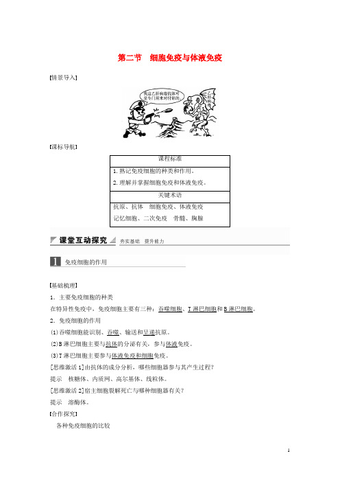 最新版高中生物 第四章 人体免疫系统与稳态 第二节 细胞免疫与体液免疫学案 中图版必修3