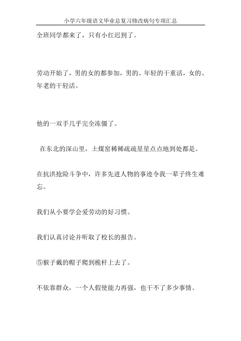 小学六年级语文毕业总复习修改病句专项汇总13