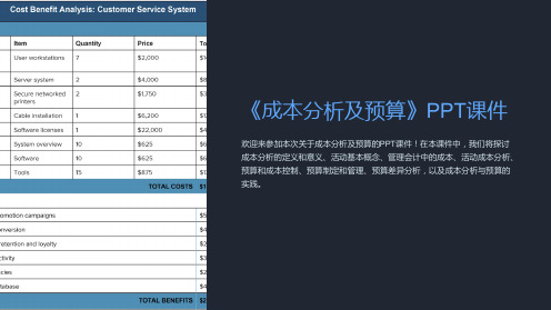 《成本分析及预算》课件