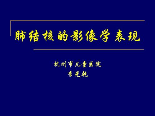 肺结核的影像学表现 PPT课件