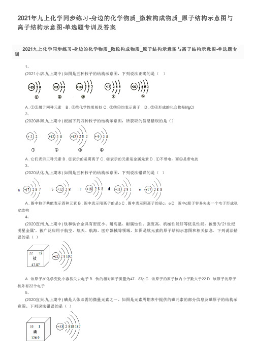 2021年九上化学同步练习-身边的化学物质_原子结构示意图与离子结构示意图-单选题专训及答案