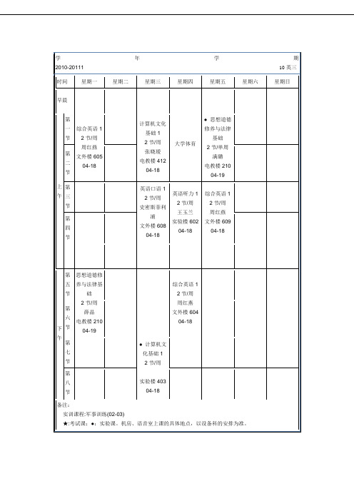 10级商英课表