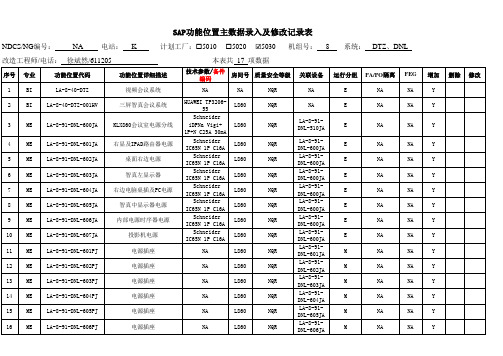 SAP功能位置主数据录入及修改记录表-K