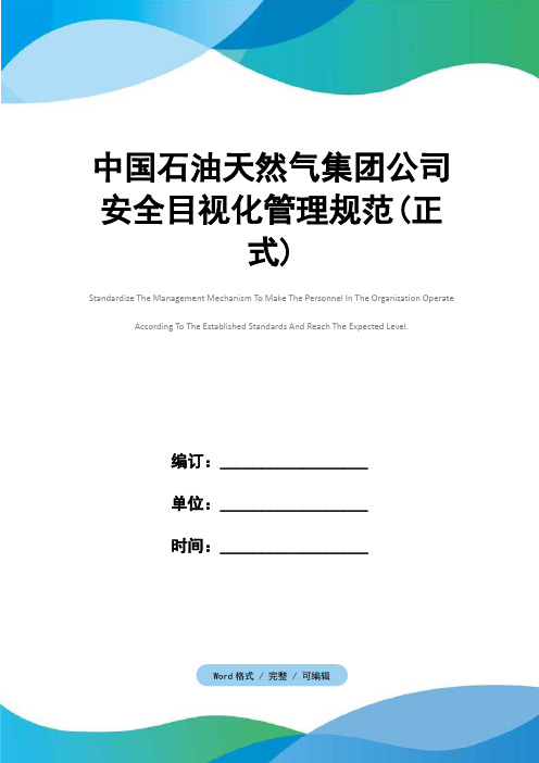 中国石油天然气集团公司安全目视化管理规范(正式)