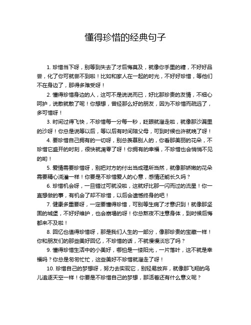 懂得珍惜的经典句子