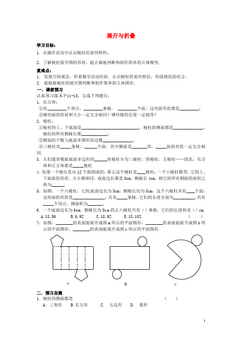 北师大版七年级数学上册 1.2 展开与折叠导学案(1)(2)