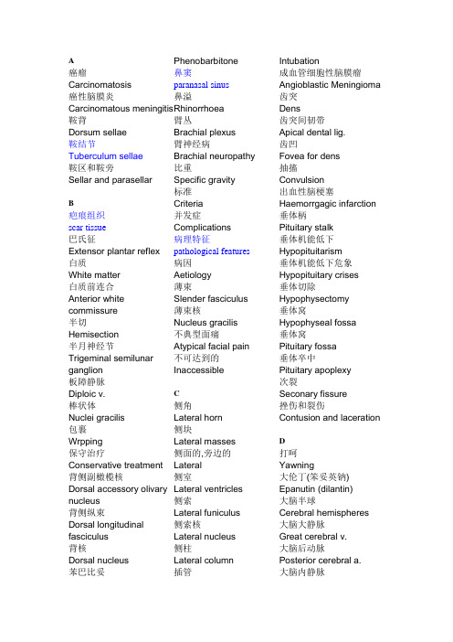 神经外科英文词汇汇总