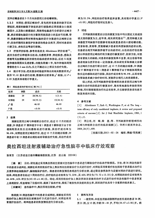 奥拉西坦注射液辅助治疗急性脑卒中临床疗效观察