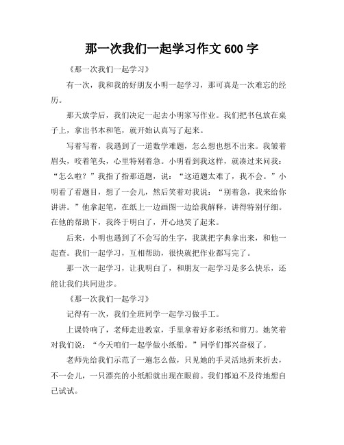 那一次我们一起学习作文600字