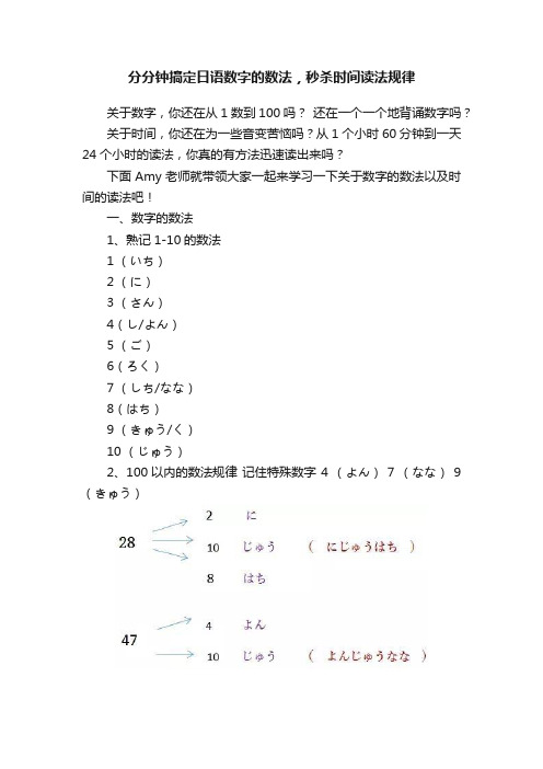 分分钟搞定日语数字的数法，秒杀时间读法规律