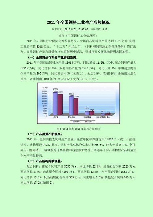 2011年全国饲料工业生产形势概况