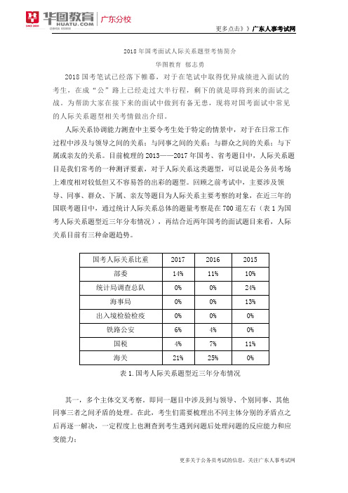 2018年国考面试人际关系题型考情简介