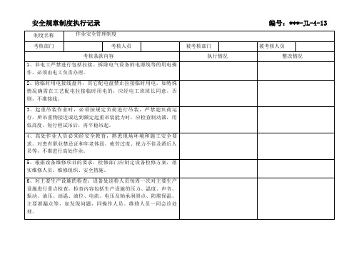 安全规章制度执行记录1