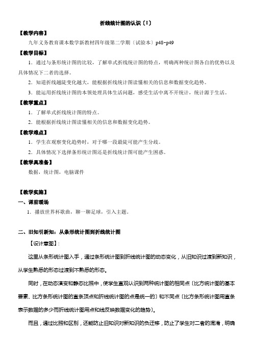 折线统计图的认识(教案及设计意图)