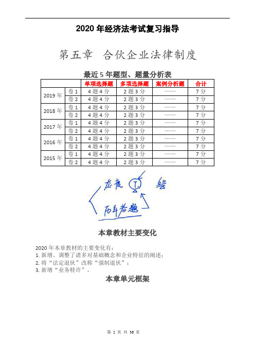 2020年经济法考试闯关复习精讲：第五章_合伙企业法律制度  共36页