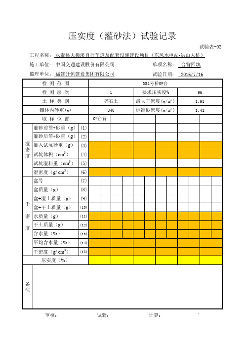 压实度试验记录