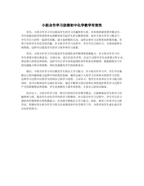 小组合作学习助推初中化学教学有效性