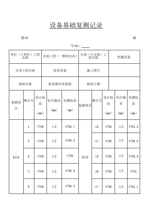 设备基础复测记录修订