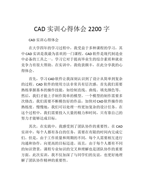 CAD实训心得体会2200字