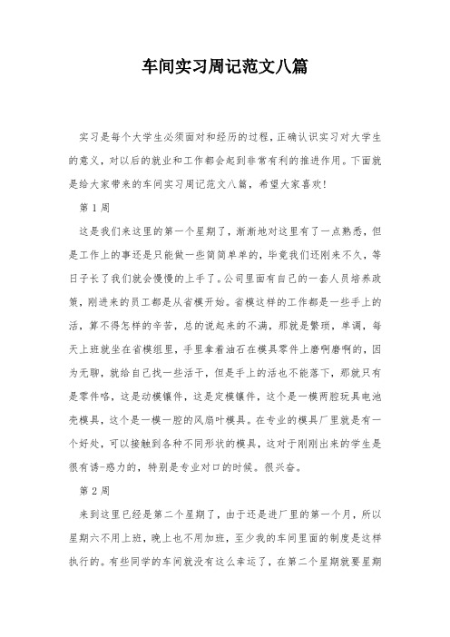 车间实习周记范文八篇
