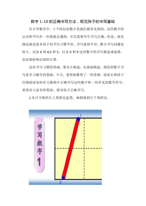 数字1-10的正确书写方法,规范孩子的书写基础