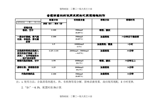 含氯消毒剂的使用及配制