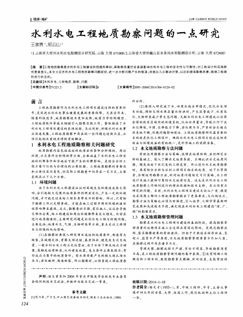 水利水电工程地质勘察问题的一点研究