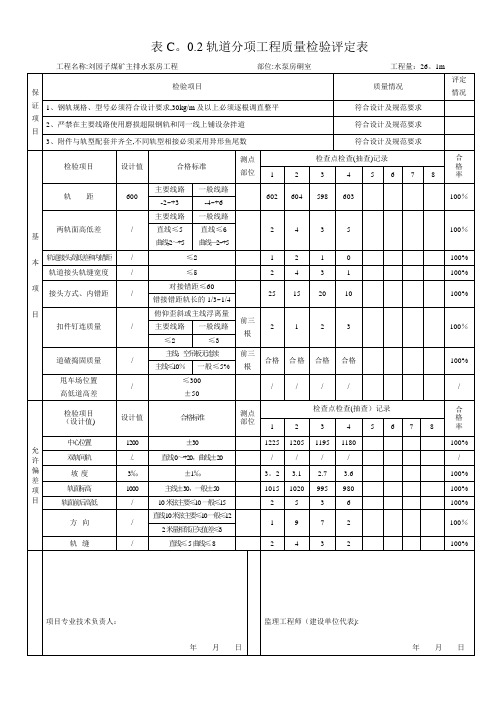 轨道分项工程质量检验评定表