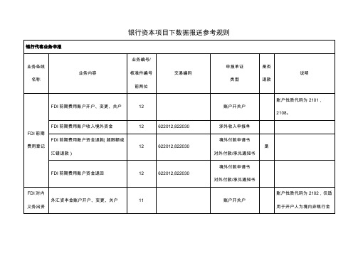 银行资本项目下数据报送参考规则