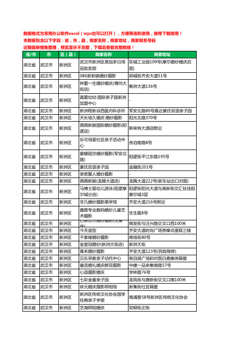 2020新版湖北省武汉市新洲区亲子婚纱照工商企业公司商家名录名单黄页联系电话号码地址大全54家