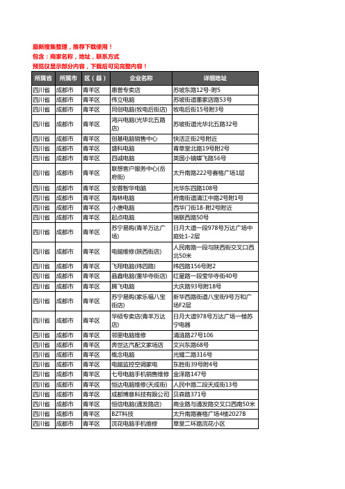 新版四川省成都市青羊区电脑企业公司商家户名录单联系方式地址大全95家