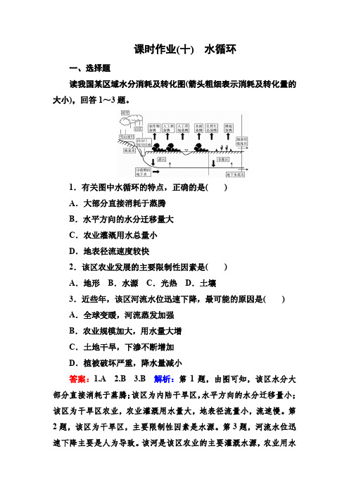 2018版高考地理大一轮复习课时作业10水循环含解析