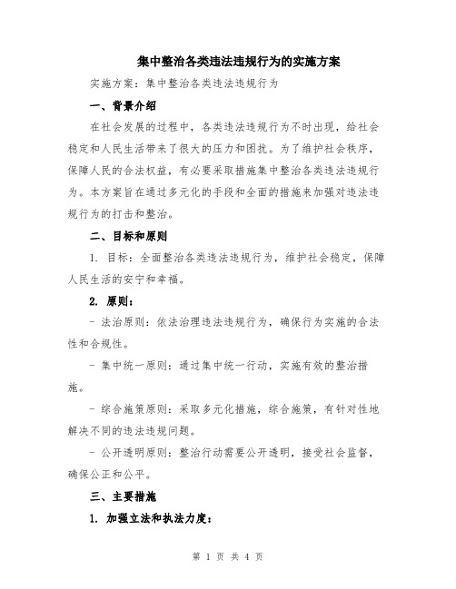 集中整治各类违法违规行为的实施方案