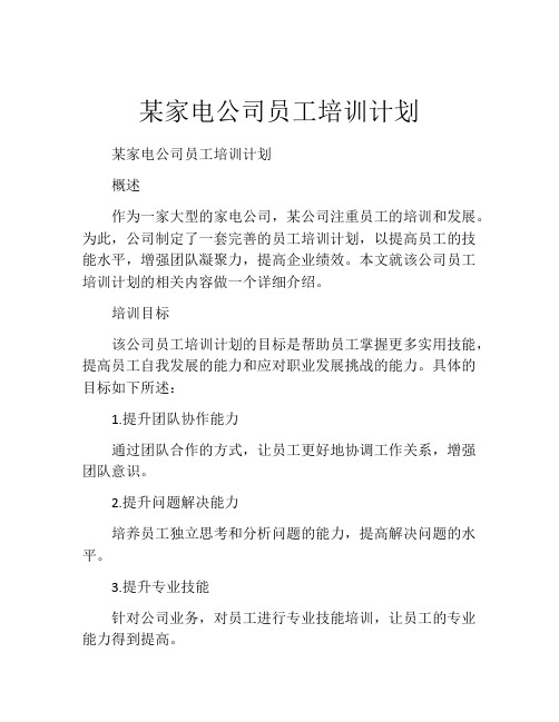 某家电公司员工培训计划